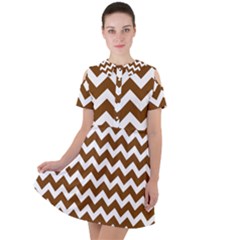 Chevron Pattern Gifts Short Sleeve Shoulder Cut Out Dress 