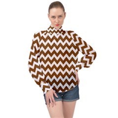 Chevron Pattern Gifts High Neck Long Sleeve Chiffon Top