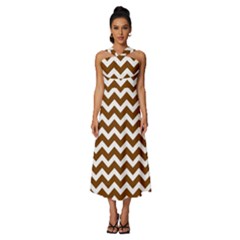 Chevron Pattern Gifts Sleeveless Cross Front Cocktail Midi Chiffon Dress