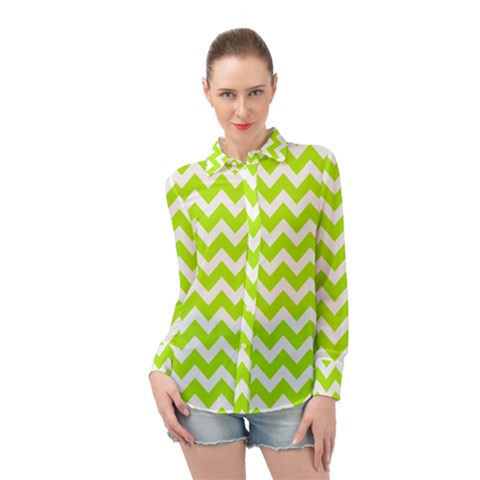 Chevron Pattern Gifts Long Sleeve Chiffon Shirt by GardenOfOphir