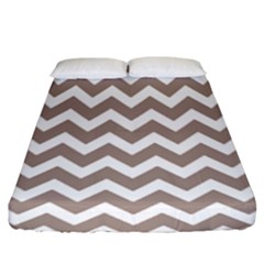 Beige Chevron Pattern Gifts Fitted Sheet (king Size) by GardenOfOphir