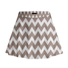 Beige Chevron Pattern Gifts Mini Flare Skirt