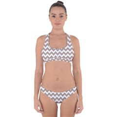 Beige Chevron Pattern Gifts Cross Back Hipster Bikini Set by GardenOfOphir