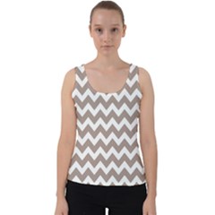 Beige Chevron Pattern Gifts Velvet Tank Top by GardenOfOphir