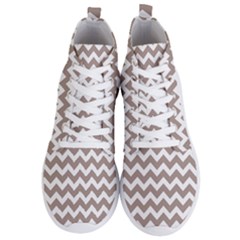 Beige Chevron Pattern Gifts Men s Lightweight High Top Sneakers by GardenOfOphir