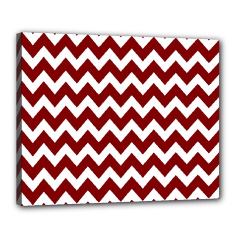 Red Chevron Pattern Gifts Canvas 20  X 16  (stretched) by GardenOfOphir