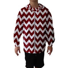 Red Chevron Pattern Gifts Kids  Hooded Windbreaker by GardenOfOphir