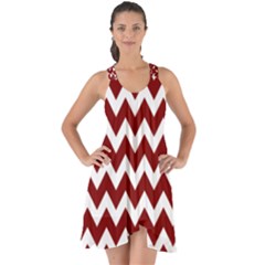 Red Chevron Pattern Gifts Show Some Back Chiffon Dress