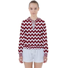 Red Chevron Pattern Gifts Women s Tie Up Sweat