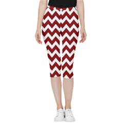 Red Chevron Pattern Gifts Inside Out Lightweight Velour Capri Leggings 