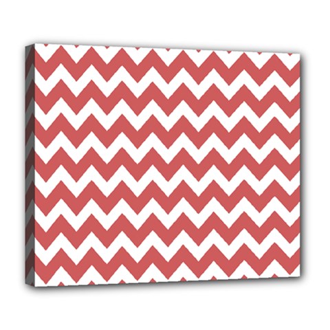 Coral Chevron Pattern Gifts Deluxe Canvas 24  X 20  (stretched) by GardenOfOphir