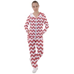 Coral Chevron Pattern Gifts Women s Tracksuit by GardenOfOphir