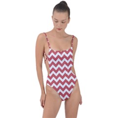 Coral Chevron Pattern Gifts Tie Strap One Piece Swimsuit