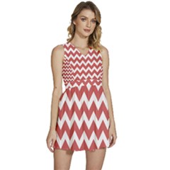 Coral Chevron Pattern Gifts Sleeveless High Waist Mini Dress