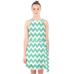 Chevron Pattern Giftt Halter Collar Waist Tie Chiffon Dress by GardenOfOphir