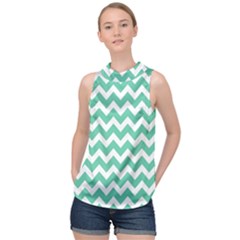 Chevron Pattern Giftt High Neck Satin Top by GardenOfOphir