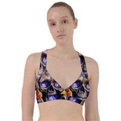 Skull With Flowers - Day Of The Dead Sweetheart Sports Bra by GardenOfOphir