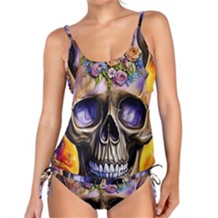 Skull With Flowers - Day Of The Dead Tankini Set by GardenOfOphir