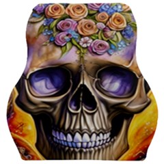 Skull With Flowers - Day Of The Dead Car Seat Velour Cushion  by GardenOfOphir