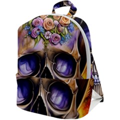 Skull With Flowers - Day Of The Dead Zip Up Backpack