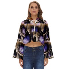 Skull With Flowers - Day Of The Dead Boho Long Bell Sleeve Top