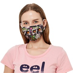 Gothic Skull With Flowers - Cute And Creepy Crease Cloth Face Mask (adult) by GardenOfOphir