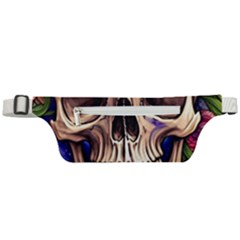 Retro Gothic Skull With Flowers - Cute And Creepy Active Waist Bag by GardenOfOphir