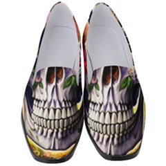 Cute Sugar Skull With Flowers - Day Of The Dead Women s Classic Loafer Heels by GardenOfOphir