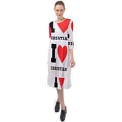 I Love Christian Ruffle End Midi Chiffon Dress by ilovewhateva