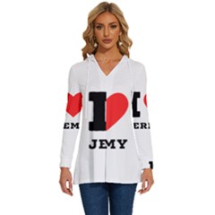 I Love Jeremy  Long Sleeve Drawstring Hooded Top by ilovewhateva