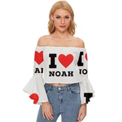 I Love Noah Off Shoulder Flutter Bell Sleeve Top