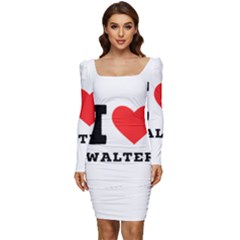 I Love Walter Women Long Sleeve Ruched Stretch Jersey Dress by ilovewhateva