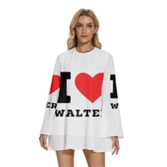 I Love Walter Round Neck Long Sleeve Bohemian Style Chiffon Mini Dress by ilovewhateva