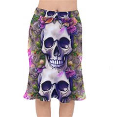 Cute Skulls And Bones Short Mermaid Skirt