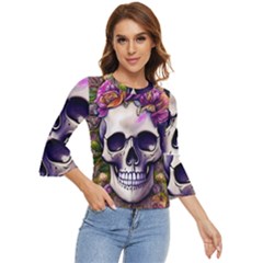 Cute Skulls And Bones Bell Sleeve Top