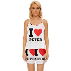I Love Peter Satin Pajama Short Set