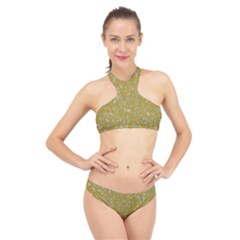 Leaves-014 High Neck Bikini Set by nateshop