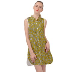 Leaves-014 Sleeveless Shirt Dress by nateshop