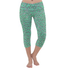 Leaves-015 Capri Yoga Leggings by nateshop