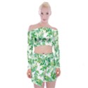 Leaves-37 Off Shoulder Top with Mini Skirt Set View1