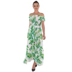 Leaves-37 Off Shoulder Open Front Chiffon Dress by nateshop