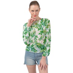 Leaves-37 Banded Bottom Chiffon Top by nateshop