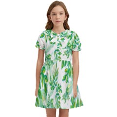 Leaves-37 Kids  Bow Tie Puff Sleeve Dress by nateshop