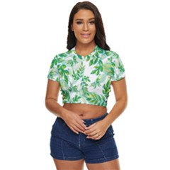 Leaves-37 Side Button Cropped Tee by nateshop