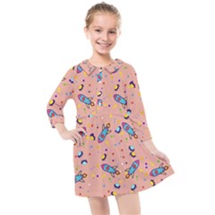 Rocket-ships Kids  Quarter Sleeve Shirt Dress by nateshop