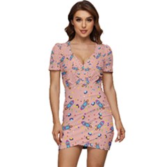 Rocket-ships Low Cut Cap Sleeve Mini Dress by nateshop