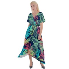 Sheets-33 Cross Front Sharkbite Hem Maxi Dress