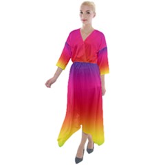 Spectrum Quarter Sleeve Wrap Front Maxi Dress
