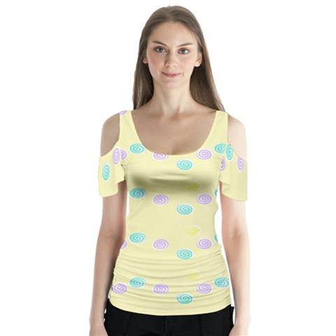 Sugar-factory Butterfly Sleeve Cutout Tee  by nateshop