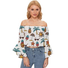 Summer Off Shoulder Flutter Bell Sleeve Top by nateshop